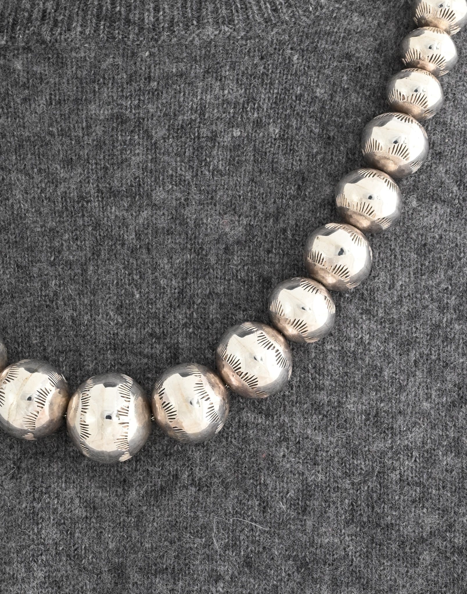 Necklace, 24" Graduated Navajo Pearls by Jeffrey Nelson