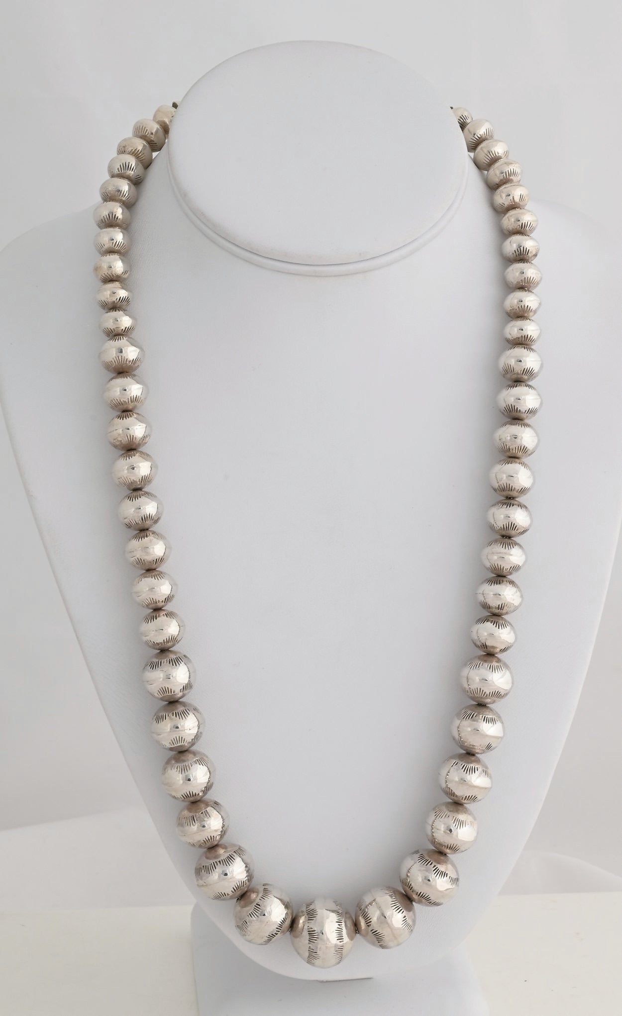 Necklace, 24" Graduated Navajo Pearls by Jeffrey Nelson