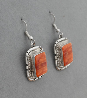 Earrings with Orange Spiny Oyster on wires by J. Frank