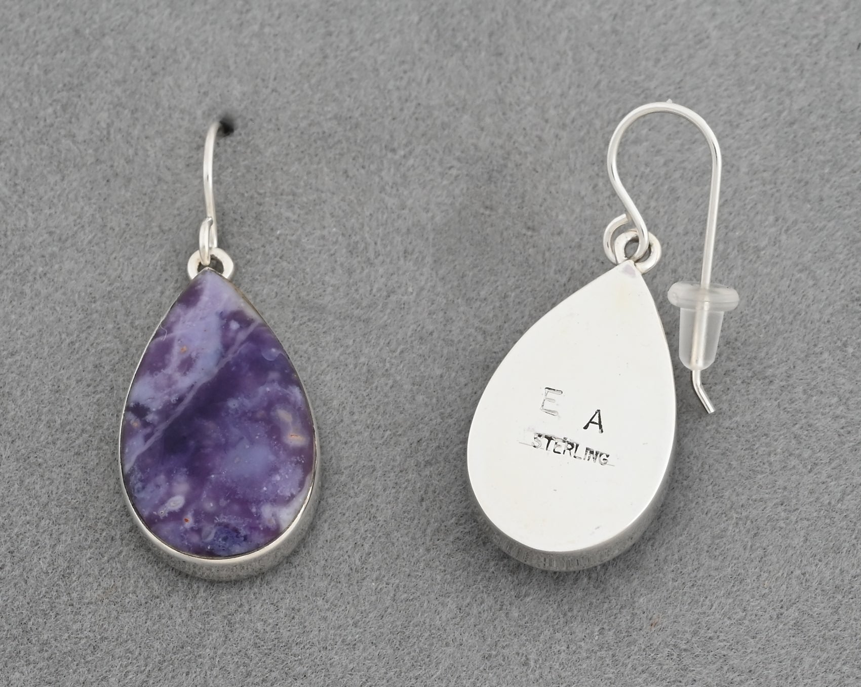 Earrings with Morado Opal by Elsie Armstrong