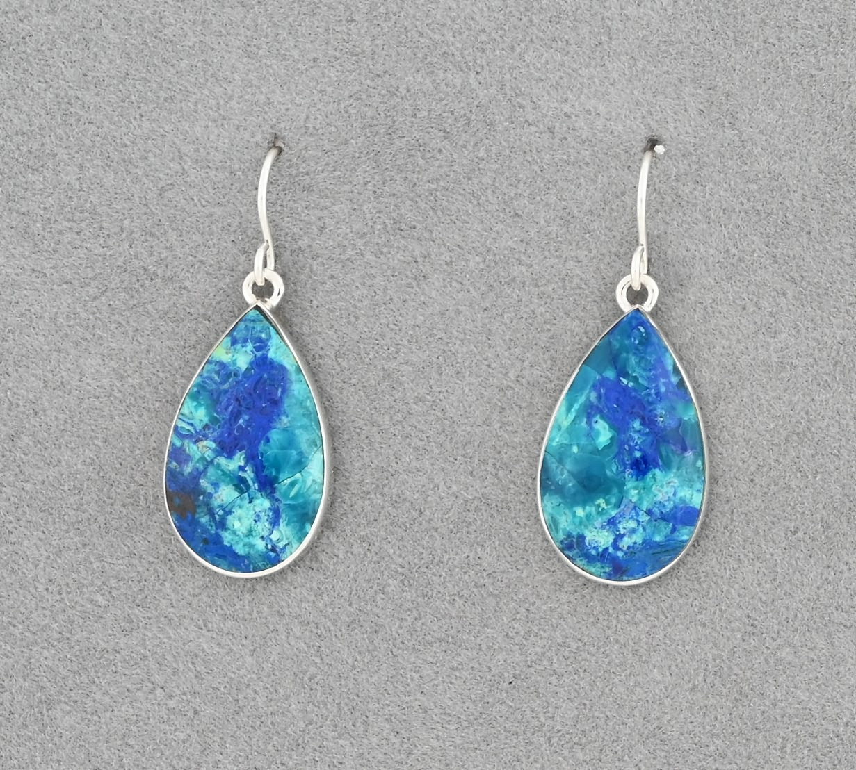 Earrings with Bluebird Azurite by Elsie Armstrong