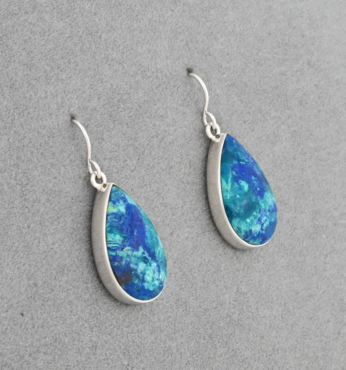 Earrings with Bluebird Azurite by Elsie Armstrong