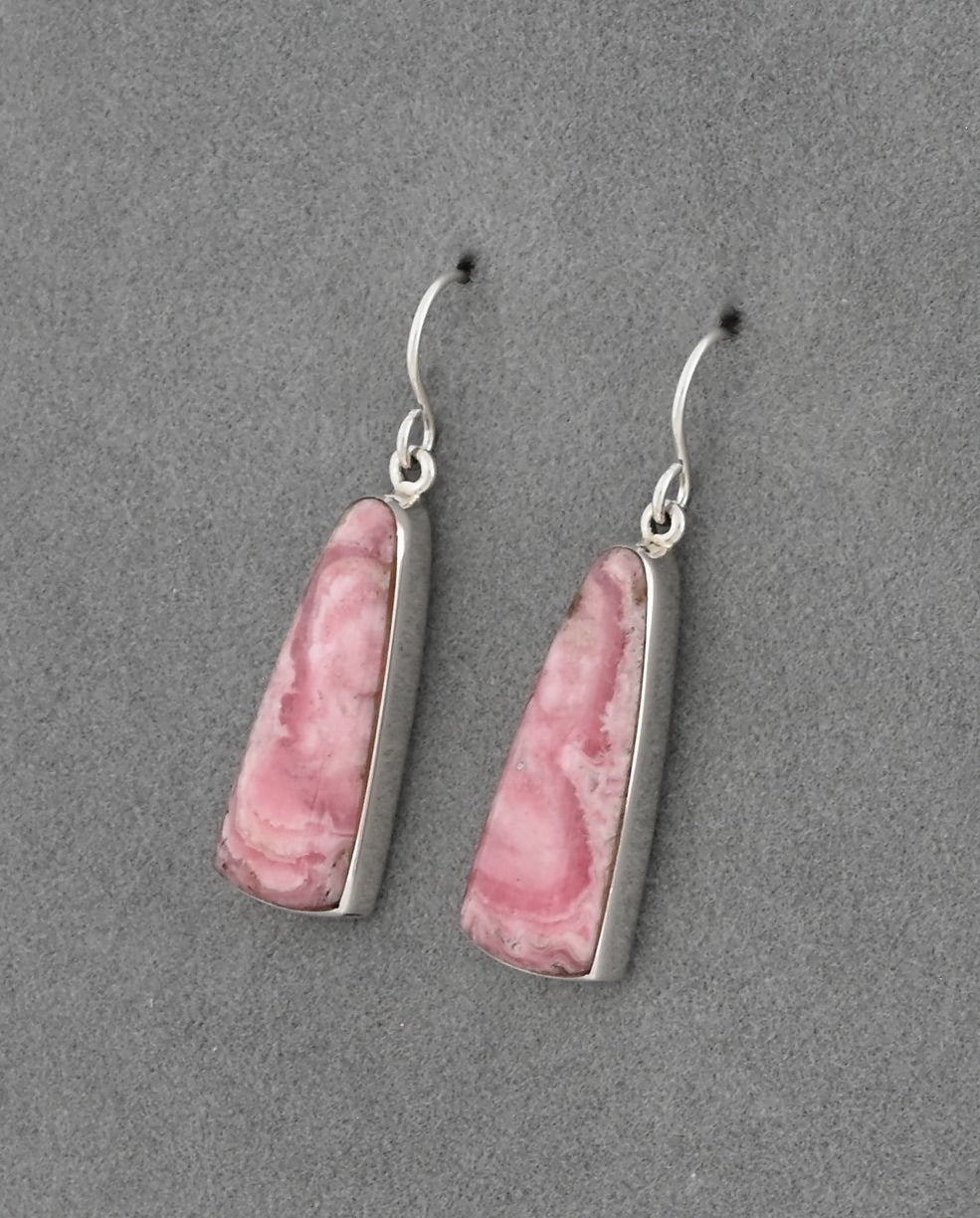 Earrings with Rhodocrosite by Sheryl Martinez