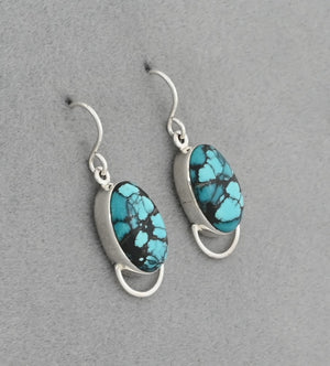 Earrings with Cloud Mountain Polychrome Turquoise by Cathy Webster