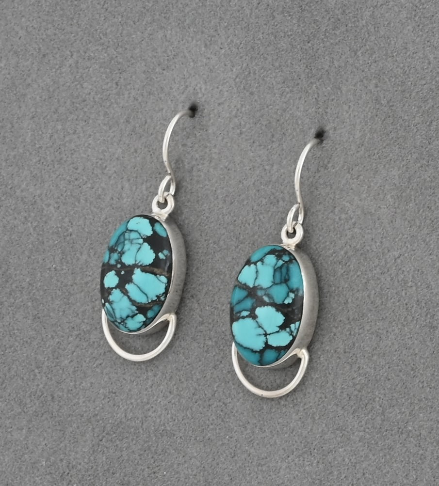 Earrings with Cloud Mountain Polychrome Turquoise by Cathy Webster