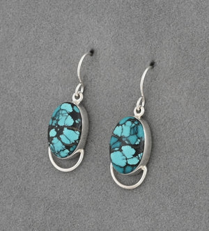 Earrings with Cloud Mountain Polychrome Turquoise by Cathy Webster