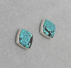 Earrings with Cloud Mountain Turquoise by Elsie Armstrong