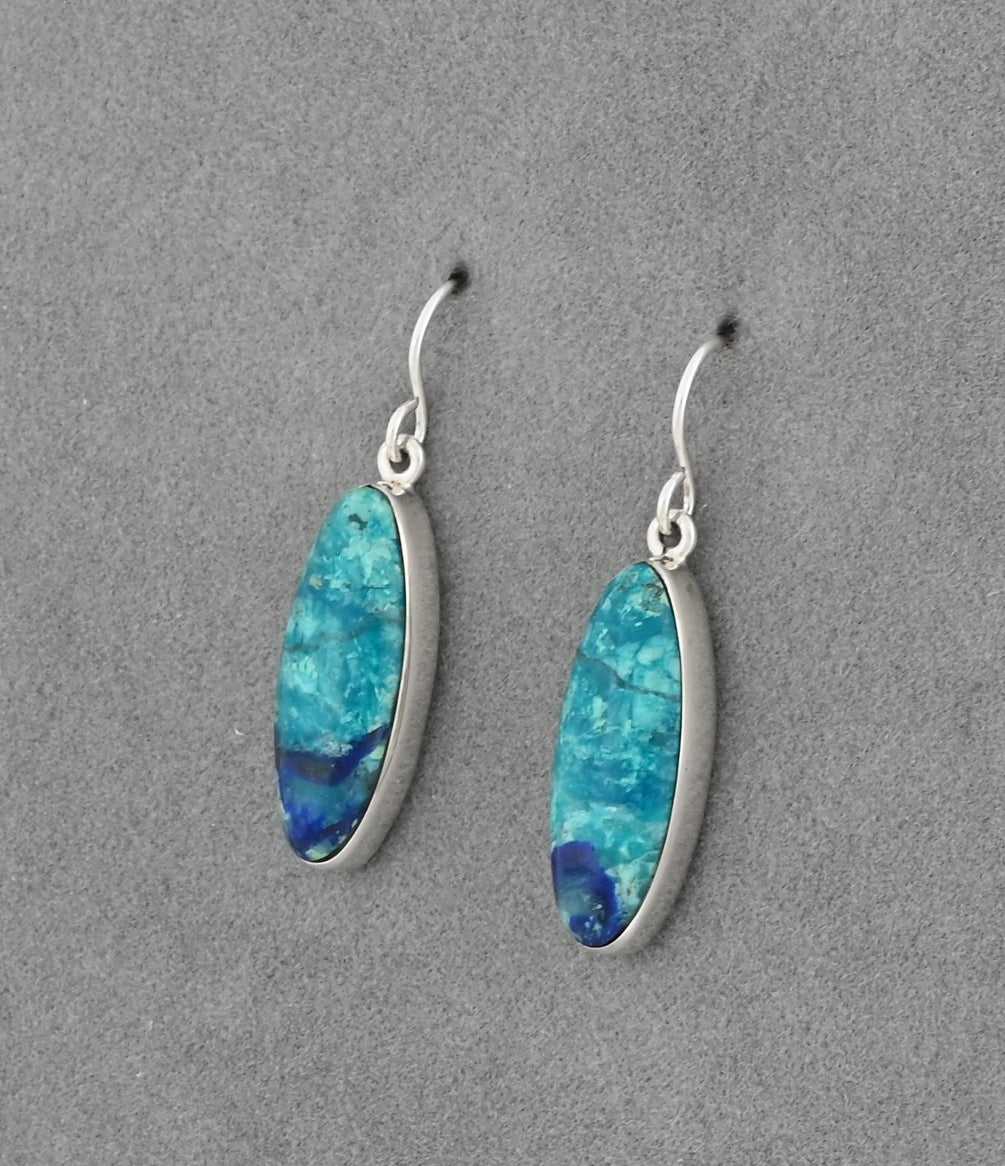 Earrings with Bluebird Azurite by Cathy Webster