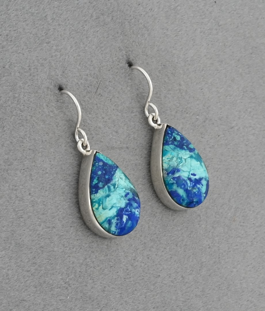 Earrings with Bluebird Azurite by Elsie Armstrong