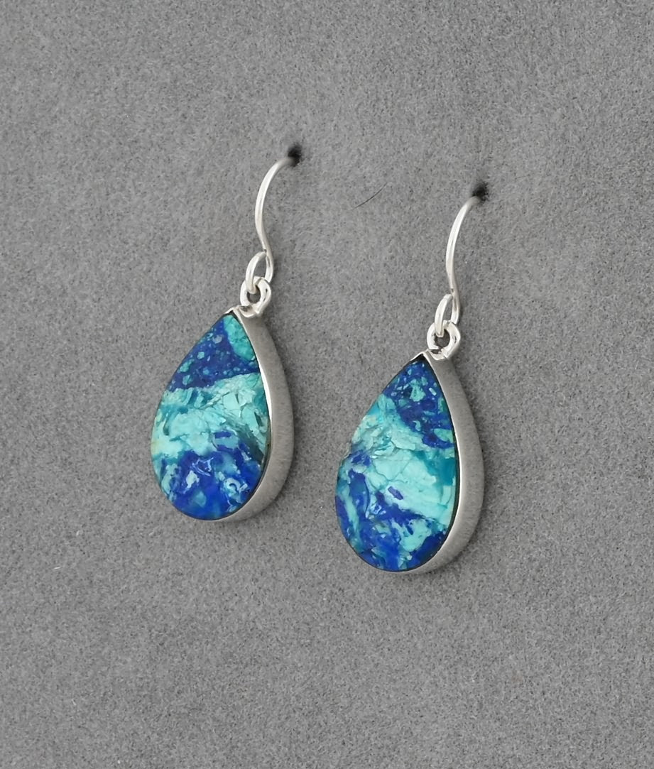 Earrings with Bluebird Azurite by Elsie Armstrong