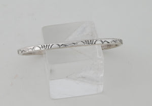 Bracelet, Oval Wire Cuff with stamping by Ben Tahe