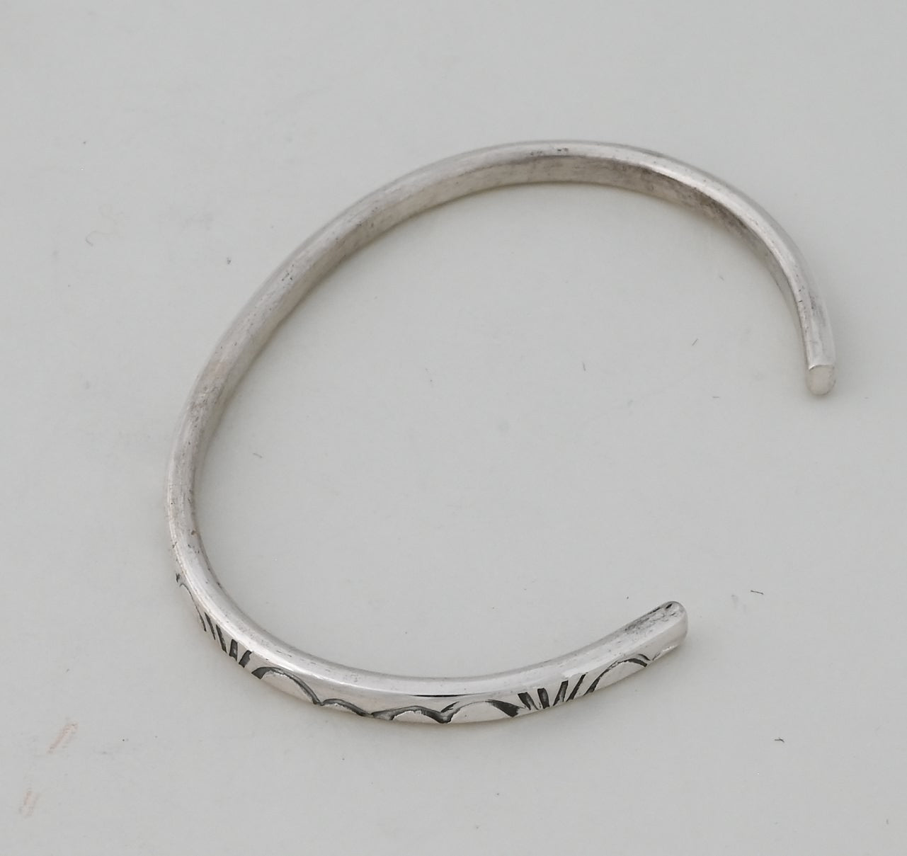 Bracelet, Oval Wire Cuff with stamping by Ben Tahe