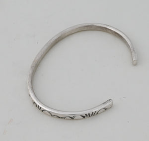 Bracelet, Oval Wire Cuff with stamping by Ben Tahe