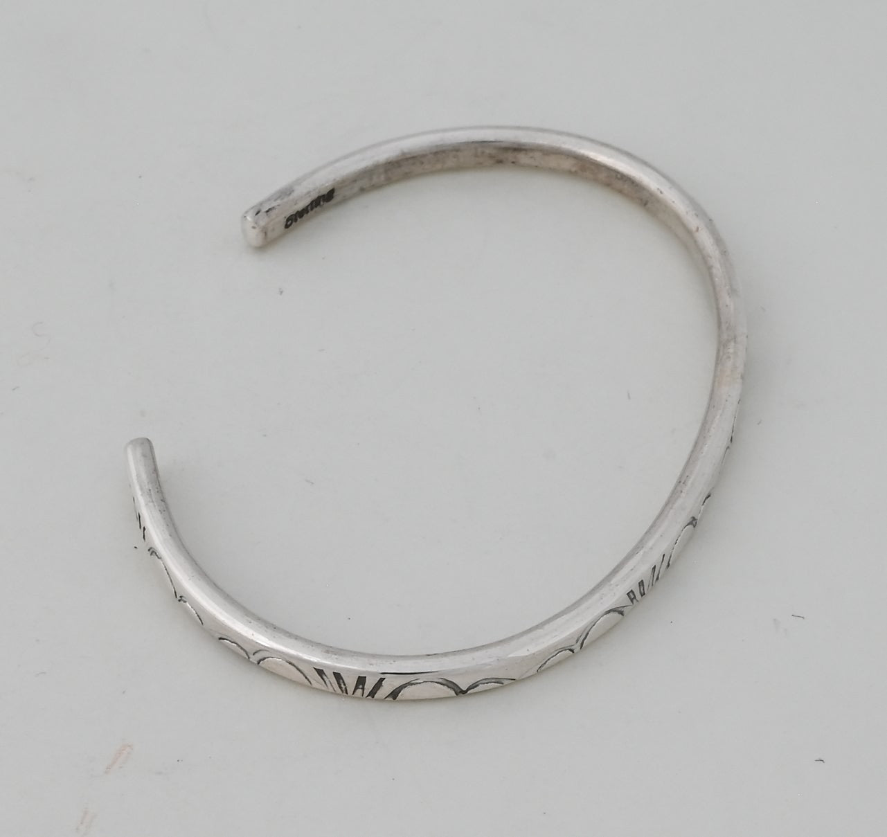 Bracelet, Oval Wire Cuff with stamping by Ben Tahe