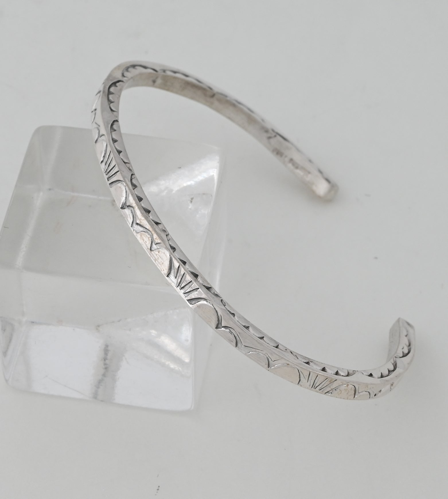 Bracelet, LARGE Square Wire Cuff with stamping by Ben Tahe