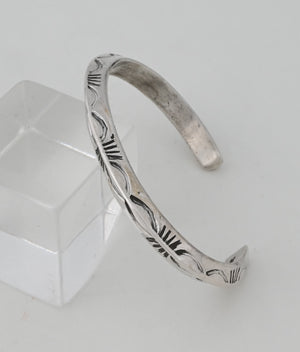 Cuff Bracelet with Triangular Wire and Heavy Stamping by Ben Tahe