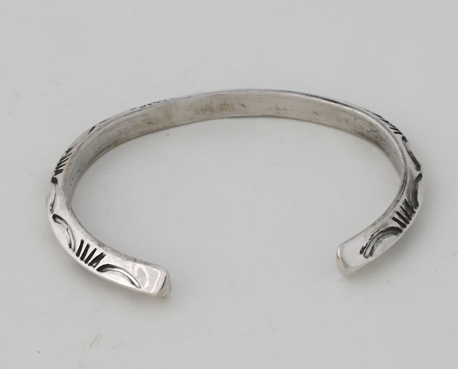 Cuff Bracelet with Triangular Wire and Heavy Stamping by Ben Tahe