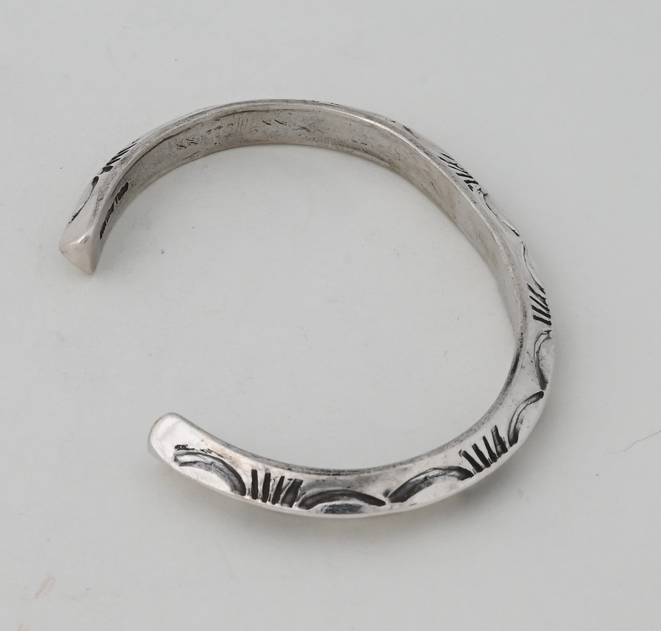 Cuff Bracelet with Triangular Wire and Heavy Stamping by Ben Tahe