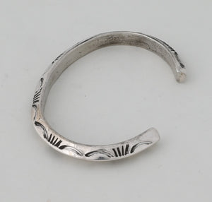 Cuff Bracelet with Triangular Wire and Heavy Stamping by Ben Tahe