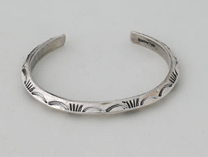 Cuff Bracelet with Triangular Wire and Heavy Stamping by Ben Tahe