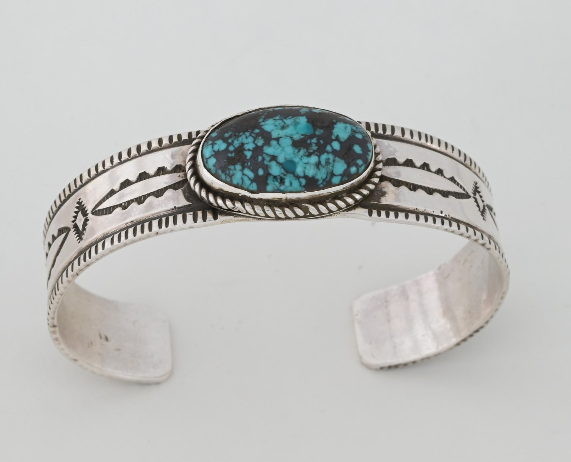 Bracelet with Stamping and Turquoise by Al Charley