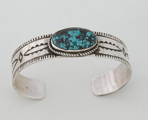 Bracelet with Stamping and Turquoise by Al Charley