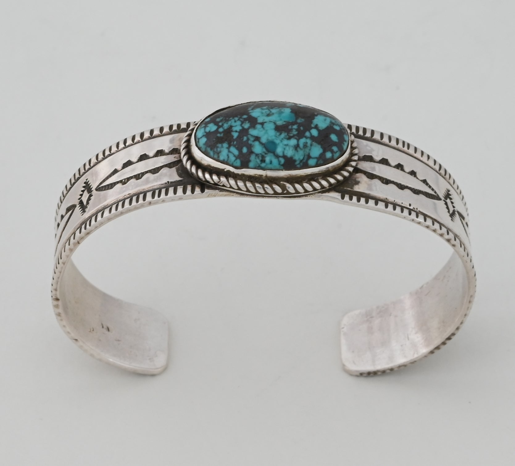 Bracelet with Stamping and Turquoise by Al Charley