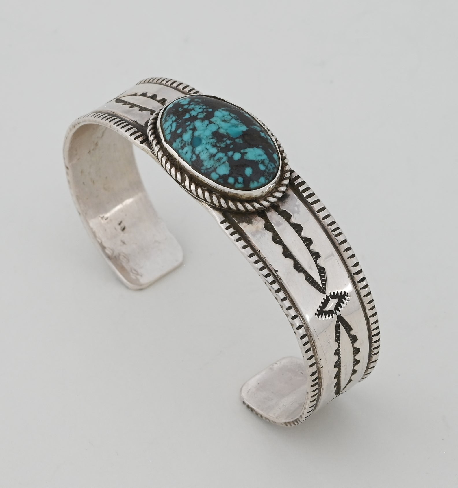 Bracelet with Stamping and Turquoise by Al Charley