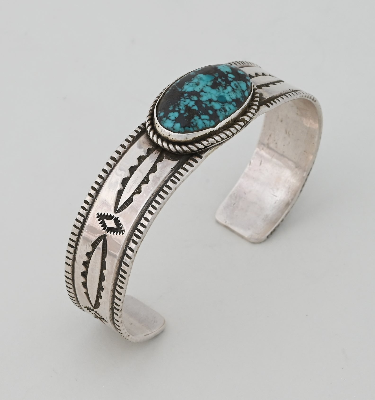 Bracelet with Stamping and Turquoise by Al Charley