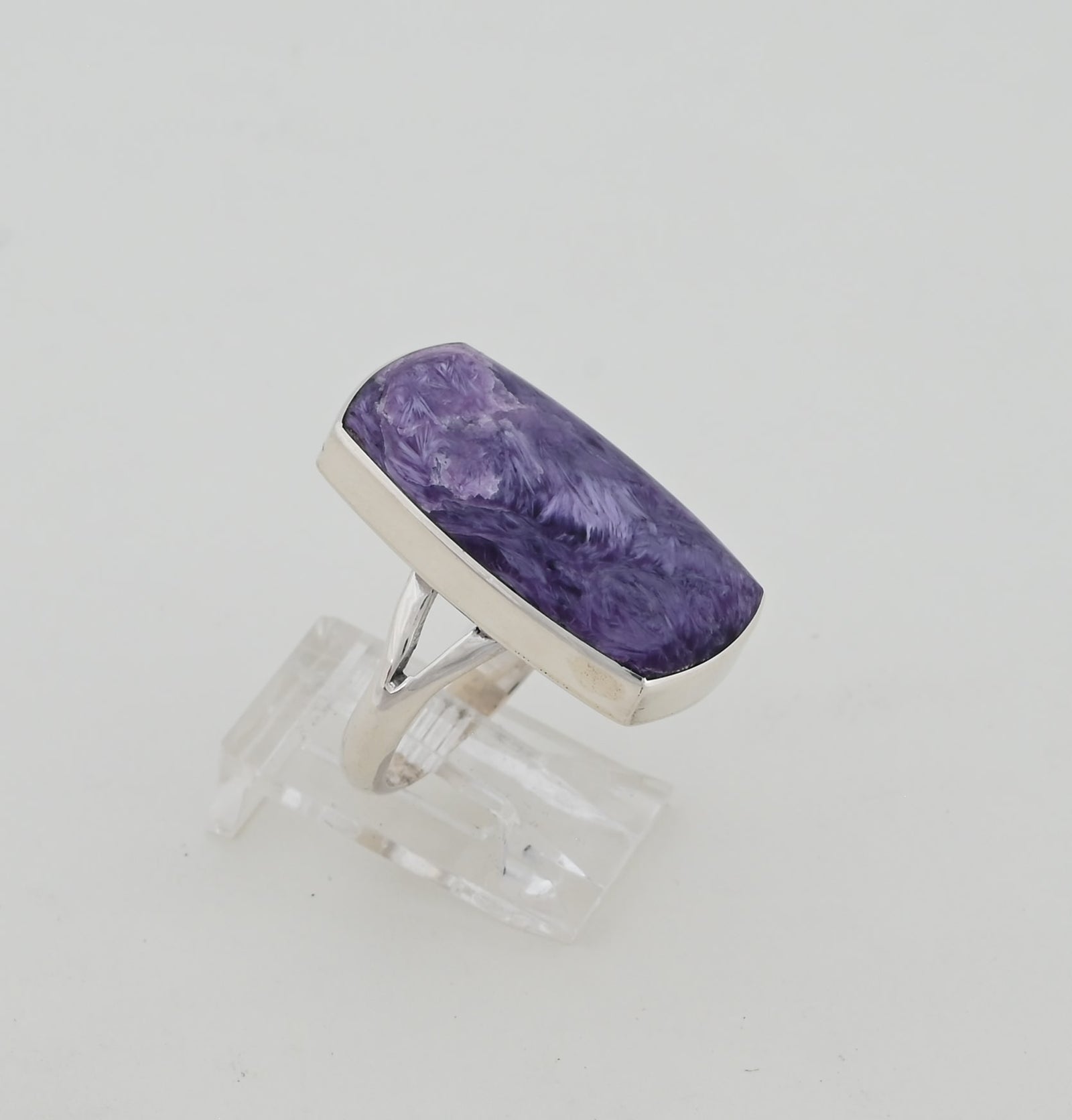 Ring with Charoite by Navajo artist Cathy Webster, Size 6.5