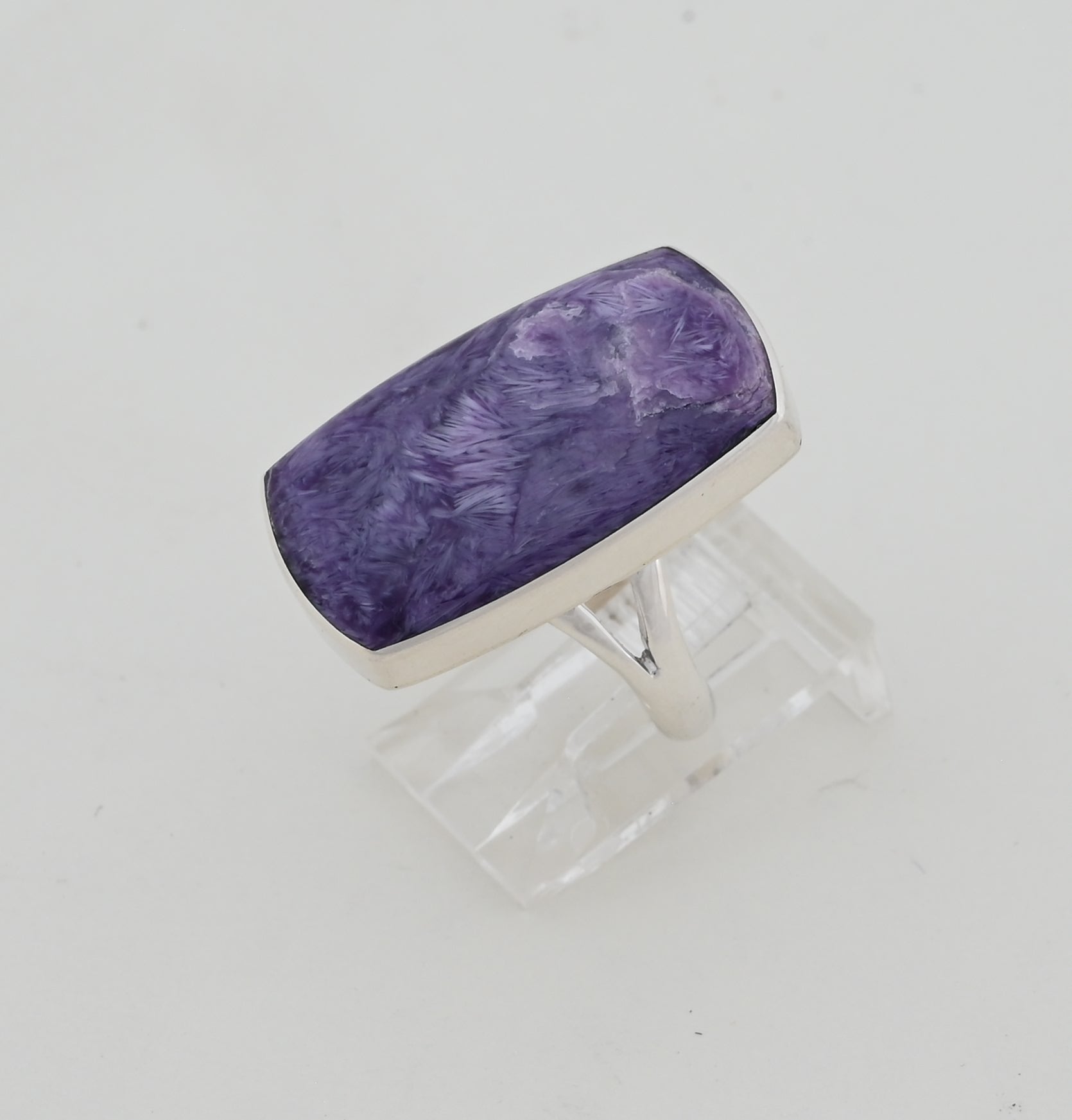 Ring with Charoite by Navajo artist Cathy Webster, Size 6.5