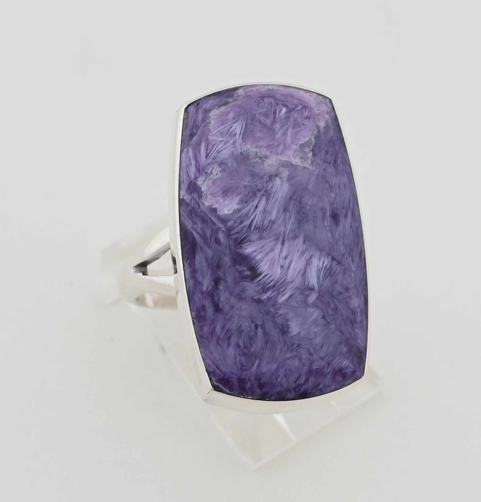Ring with Charoite by Navajo artist Cathy Webster, Size 6.5