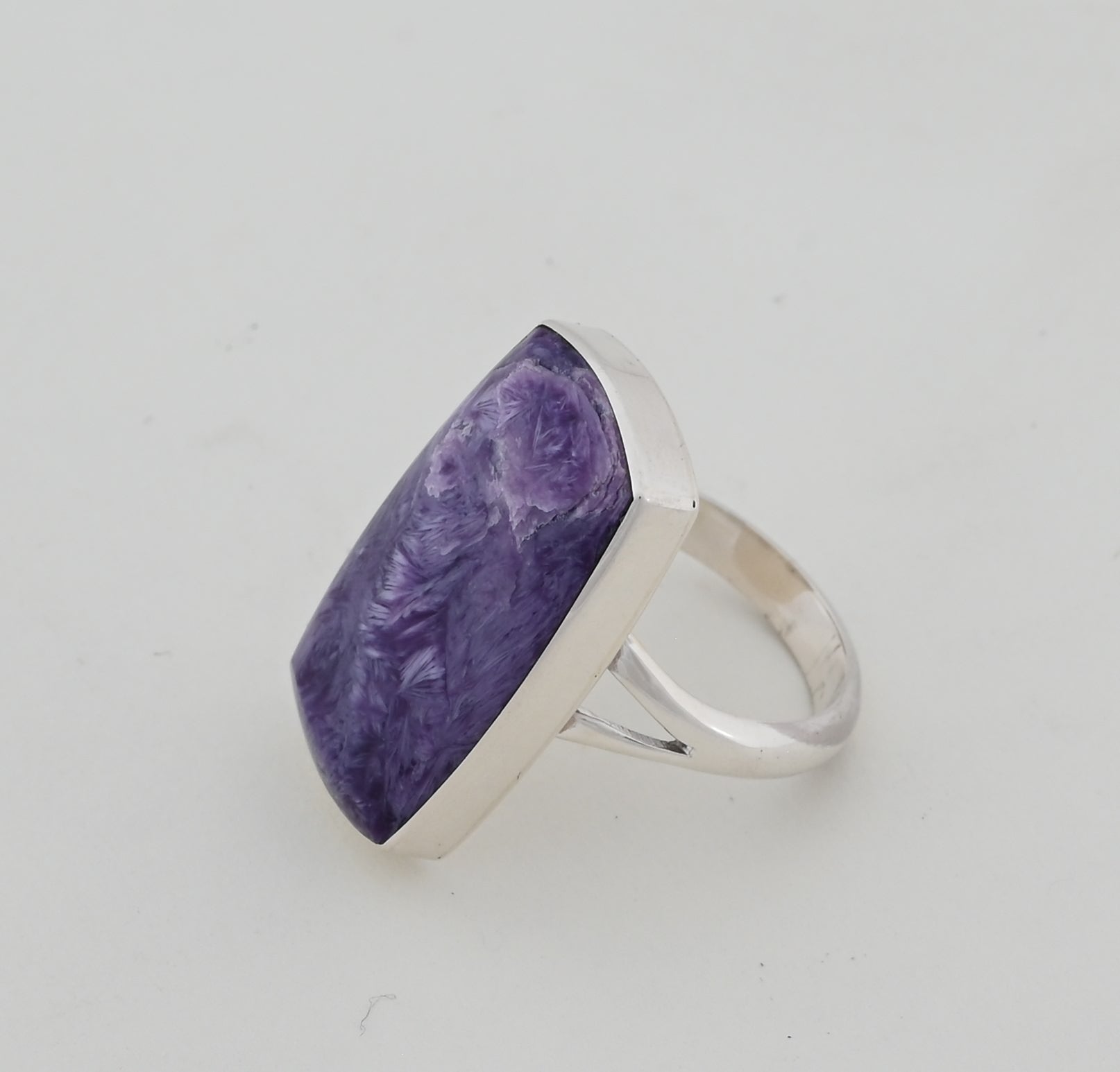 Ring with Charoite by Navajo artist Cathy Webster, Size 6.5
