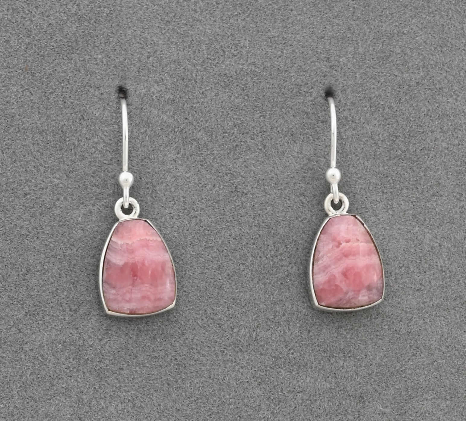 Earrings with Rhodochrosite by Elsie Armstrong