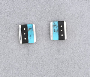 Earrings with Turquoise and Onyx by Jimmy Poyer