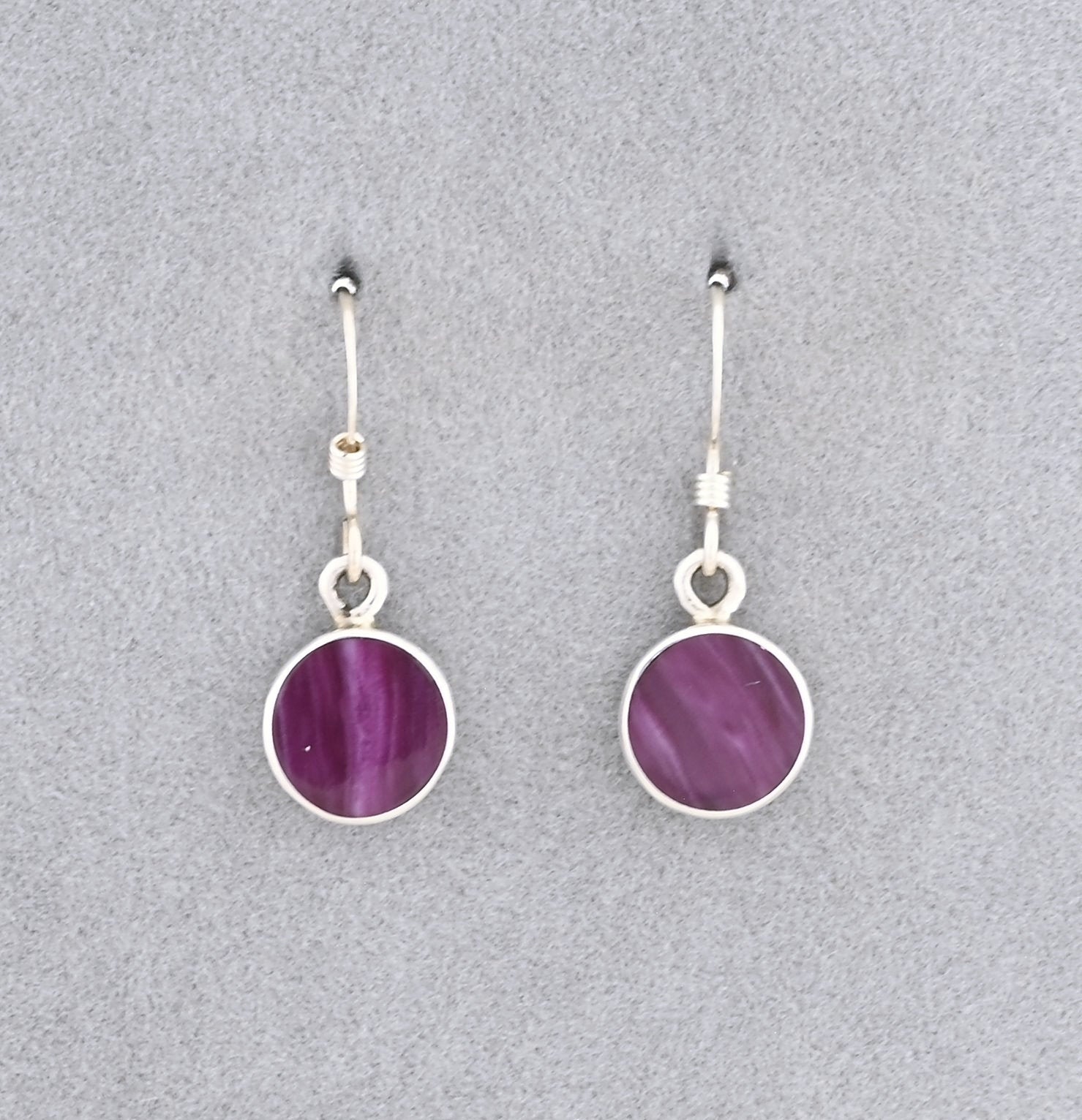 Earrings with Purple Spiny Oyster by Jimmy Poyer