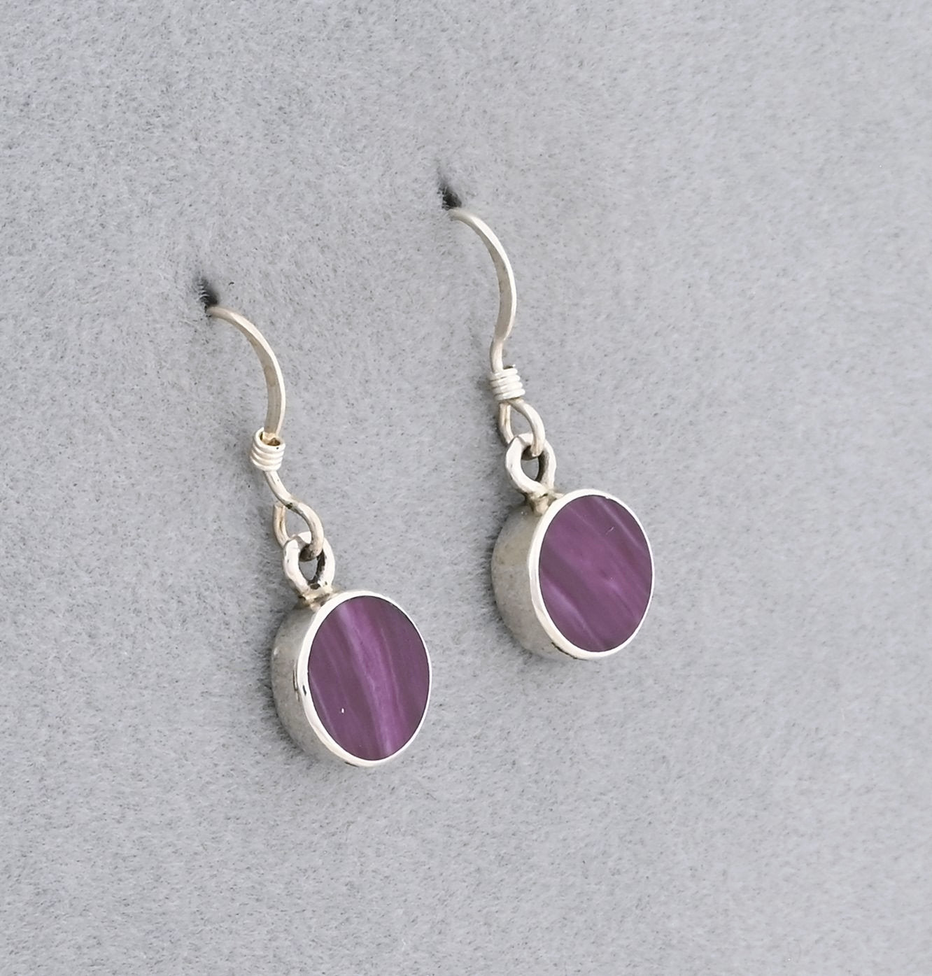 Earrings with Purple Spiny Oyster by Jimmy Poyer