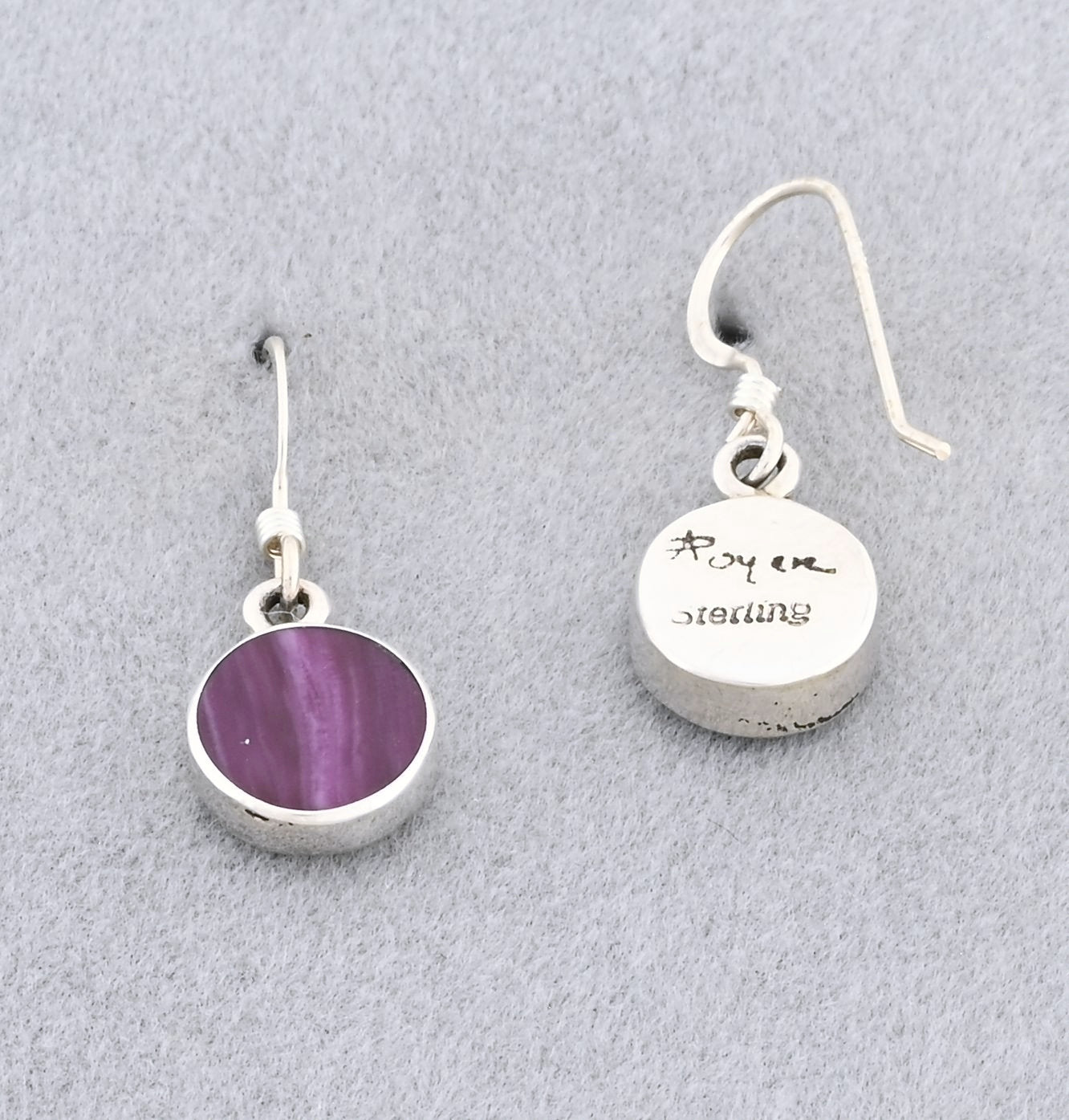 Earrings with Purple Spiny Oyster by Jimmy Poyer