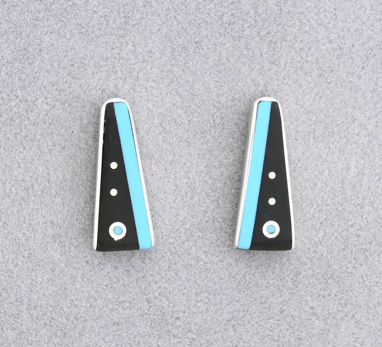 Earrings with Turquoise and Onyx by Jimmy Poyer