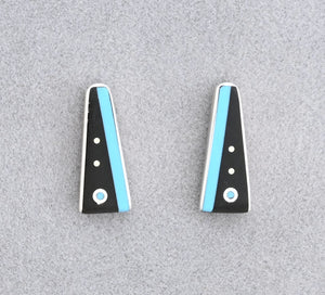 Earrings with Turquoise and Onyx by Jimmy Poyer