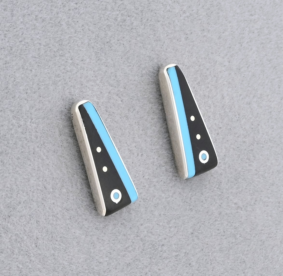 Earrings with Turquoise and Onyx by Jimmy Poyer