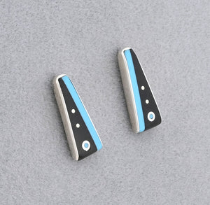 Earrings with Turquoise and Onyx by Jimmy Poyer