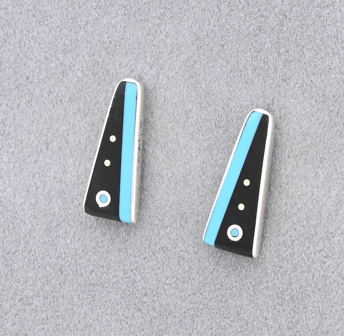 Earrings with Turquoise and Onyx by Jimmy Poyer