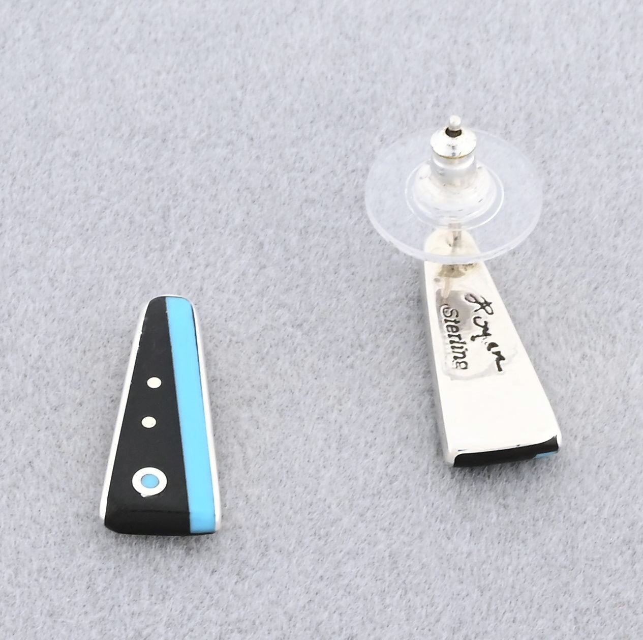 Earrings with Turquoise and Onyx by Jimmy Poyer