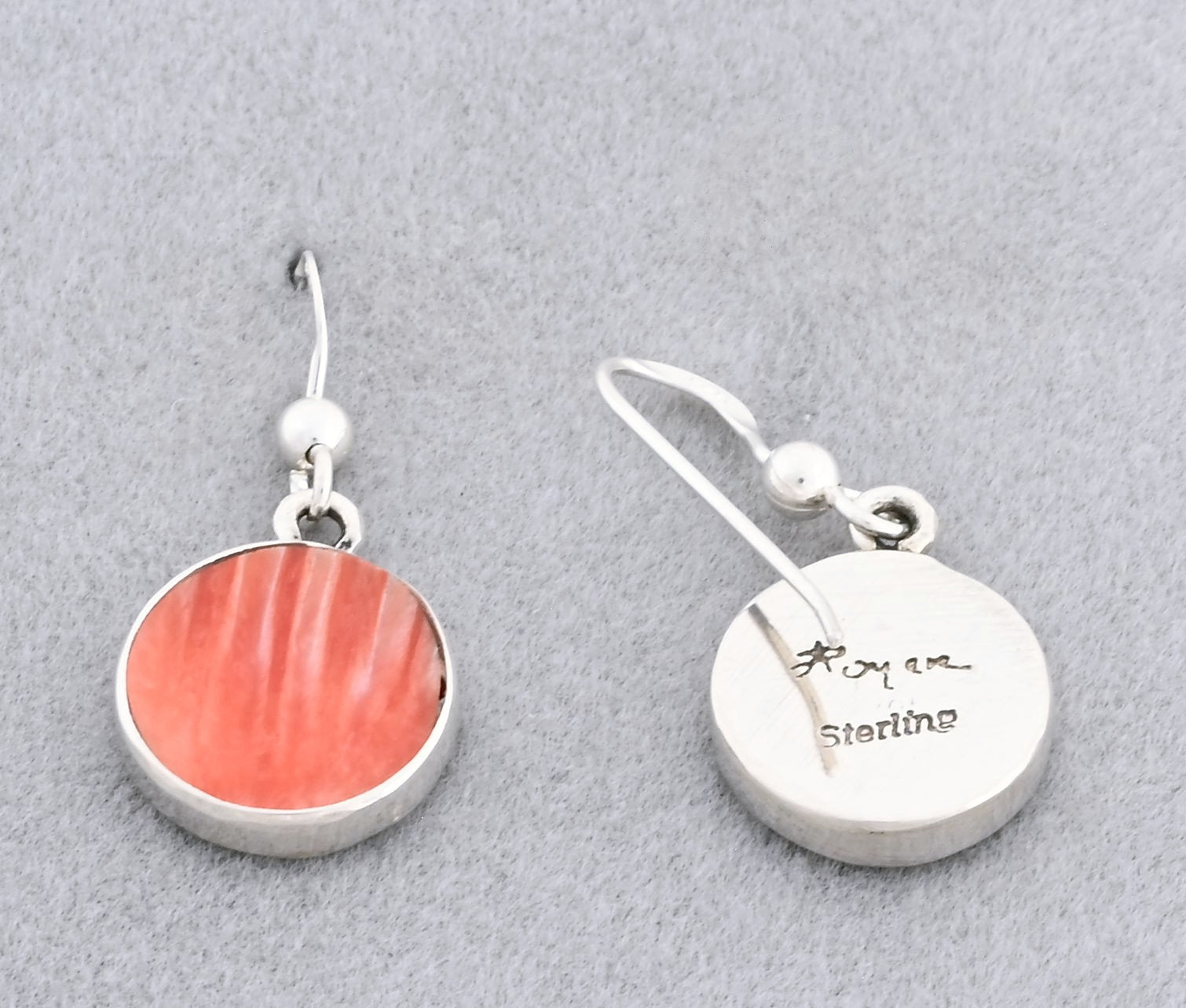 Earrings with Orange Spiny Oyster by Jimmy Poyer