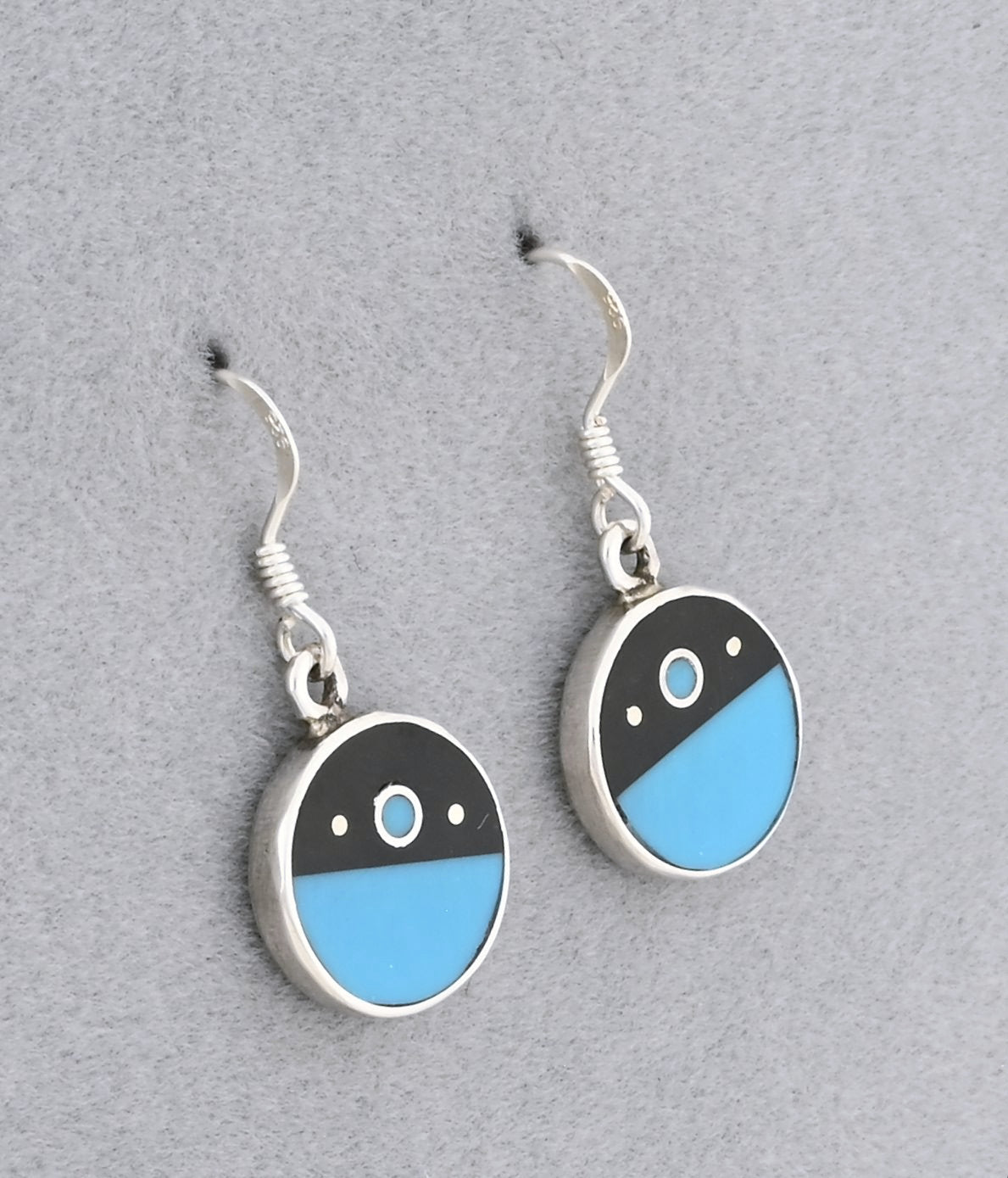 Earrings with Turquoise and Onyx Inlays by Jimmy Poyer