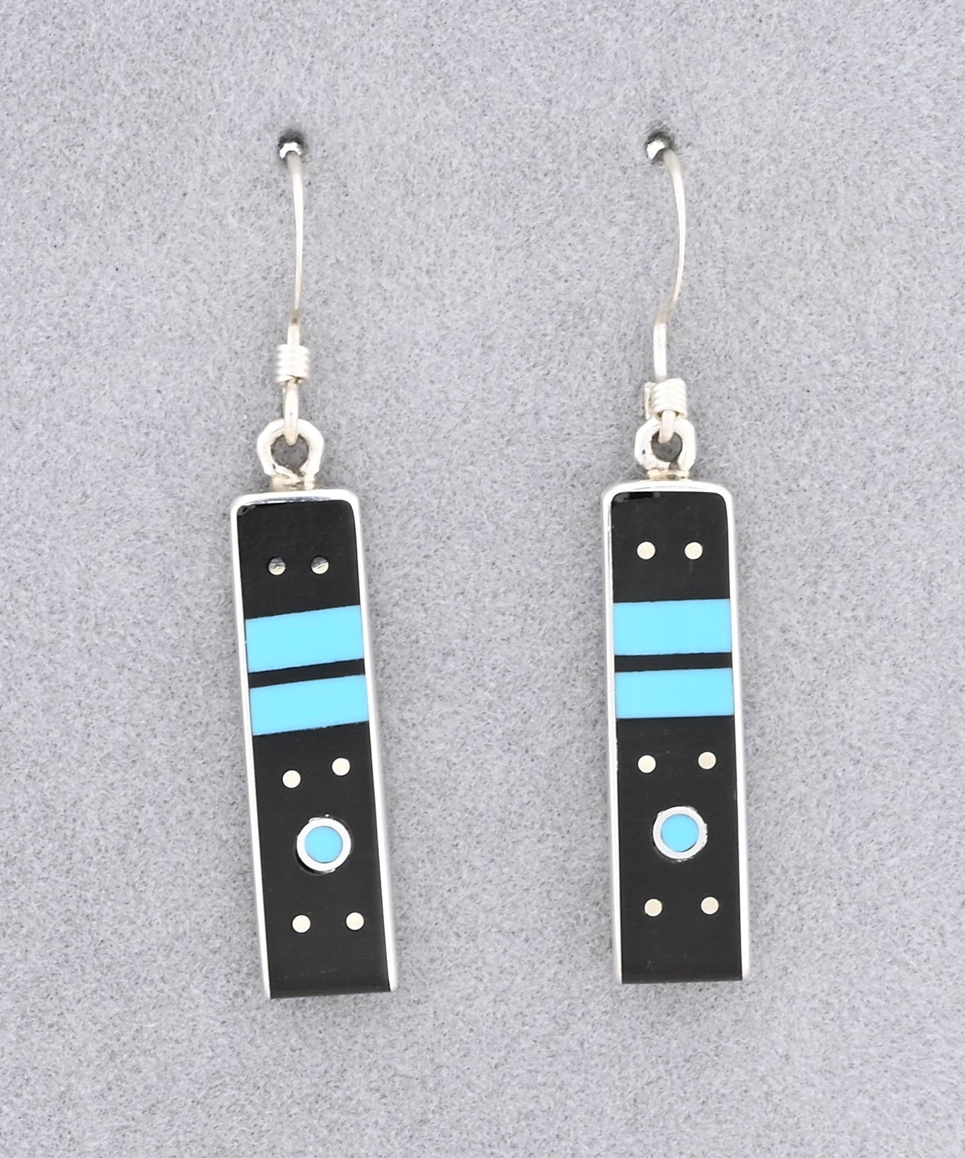 Earrings with Onyx and Turquoise by Jimmy Poyer