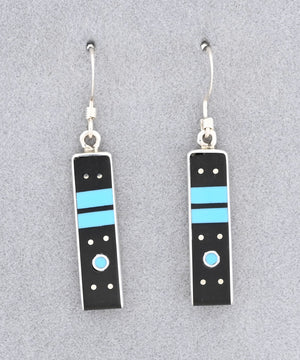 Earrings with Onyx and Turquoise by Jimmy Poyer