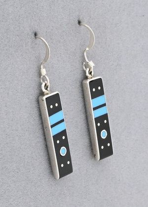 Earrings with Onyx and Turquoise by Jimmy Poyer