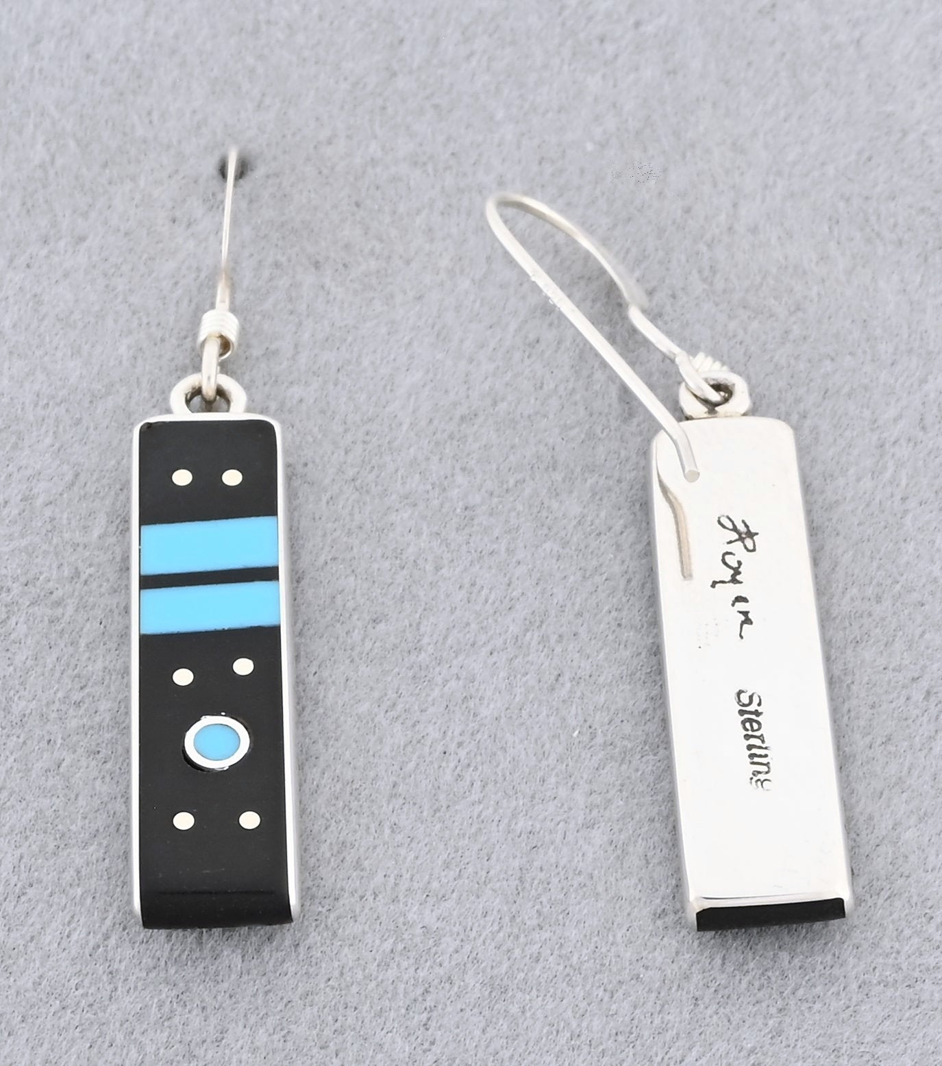 Earrings with Onyx and Turquoise by Jimmy Poyer